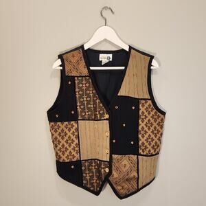 Vintage Paul Harris Designs MultiMedia Vest Retro Western Quilt Cotton - Size S